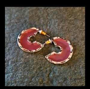 Avon Chic Gold & Red Hoop Earrings with Post Back.  New In BOX